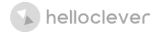 helloclever logo featuring a gray circle with a geometric design and the text